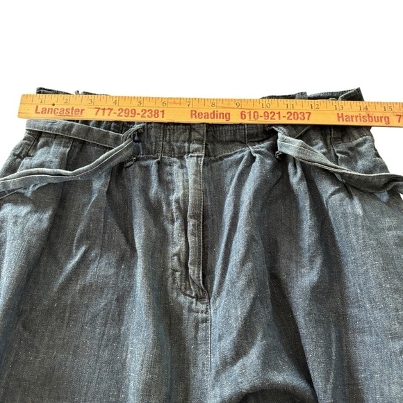 J. Crew Re-imagined Paper Bag Pants in Chambray Sz 6 Hemp Cotton Blend Cropped - Picture 10 of 16